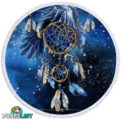 Blue Eagle Dream Catcher Beach Towel - Towel - 7427046311328