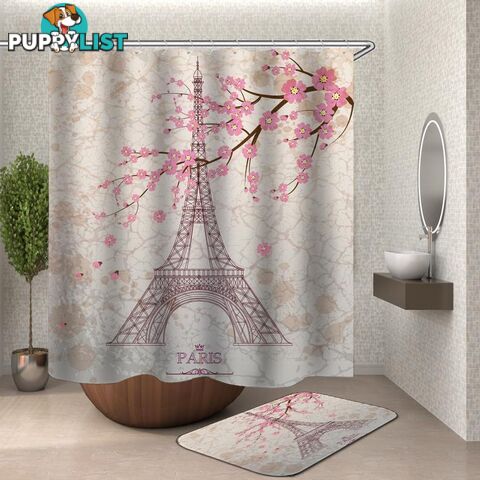 Eiffel Tower Paris Cherry Blossom Shower Curtain - Curtain - 7427046114660