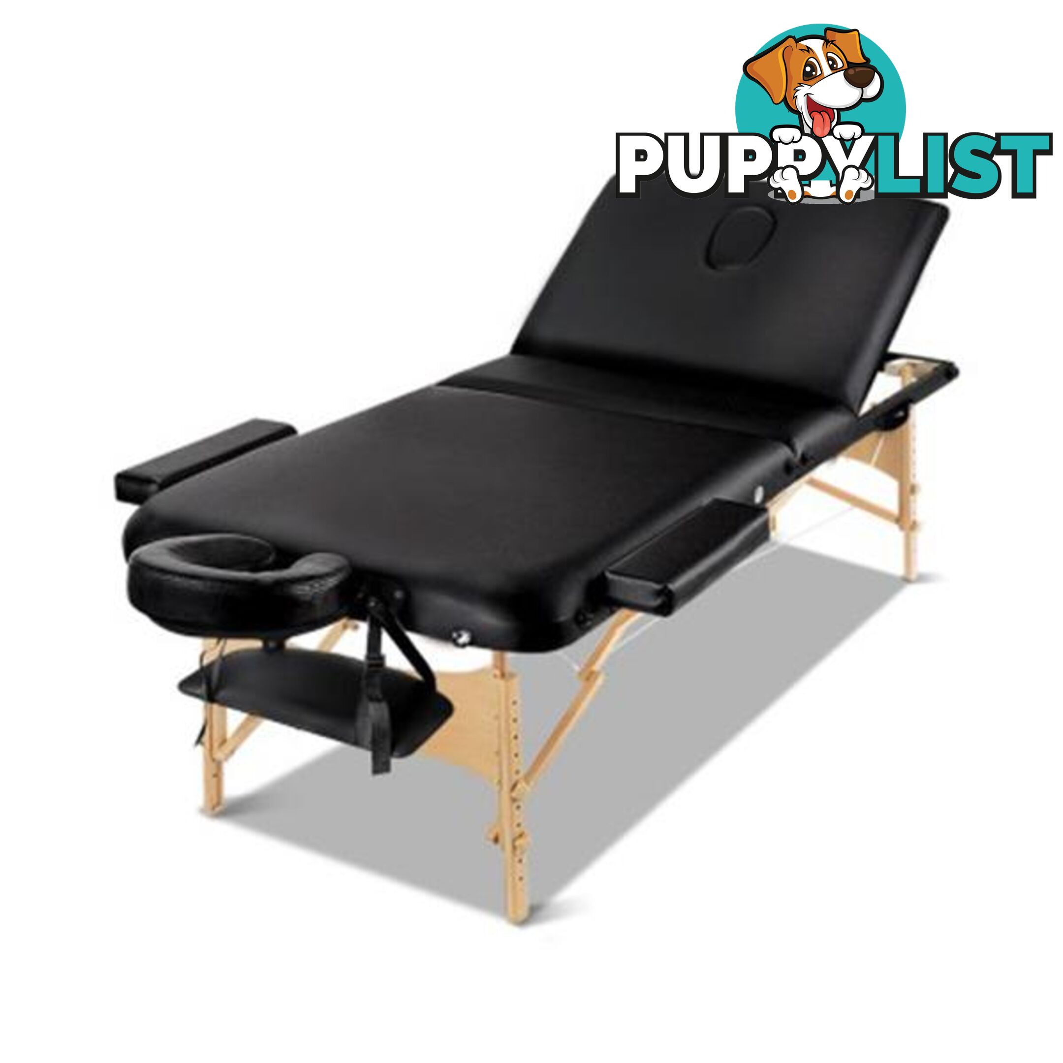 Zenses 75Cm Wide Portable Wooden Massage Table 3 Fold Treatment Black - Zenses - 7427046188586