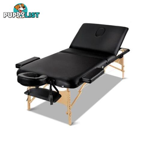 Zenses 75Cm Wide Portable Wooden Massage Table 3 Fold Treatment Black - Zenses - 7427046188586