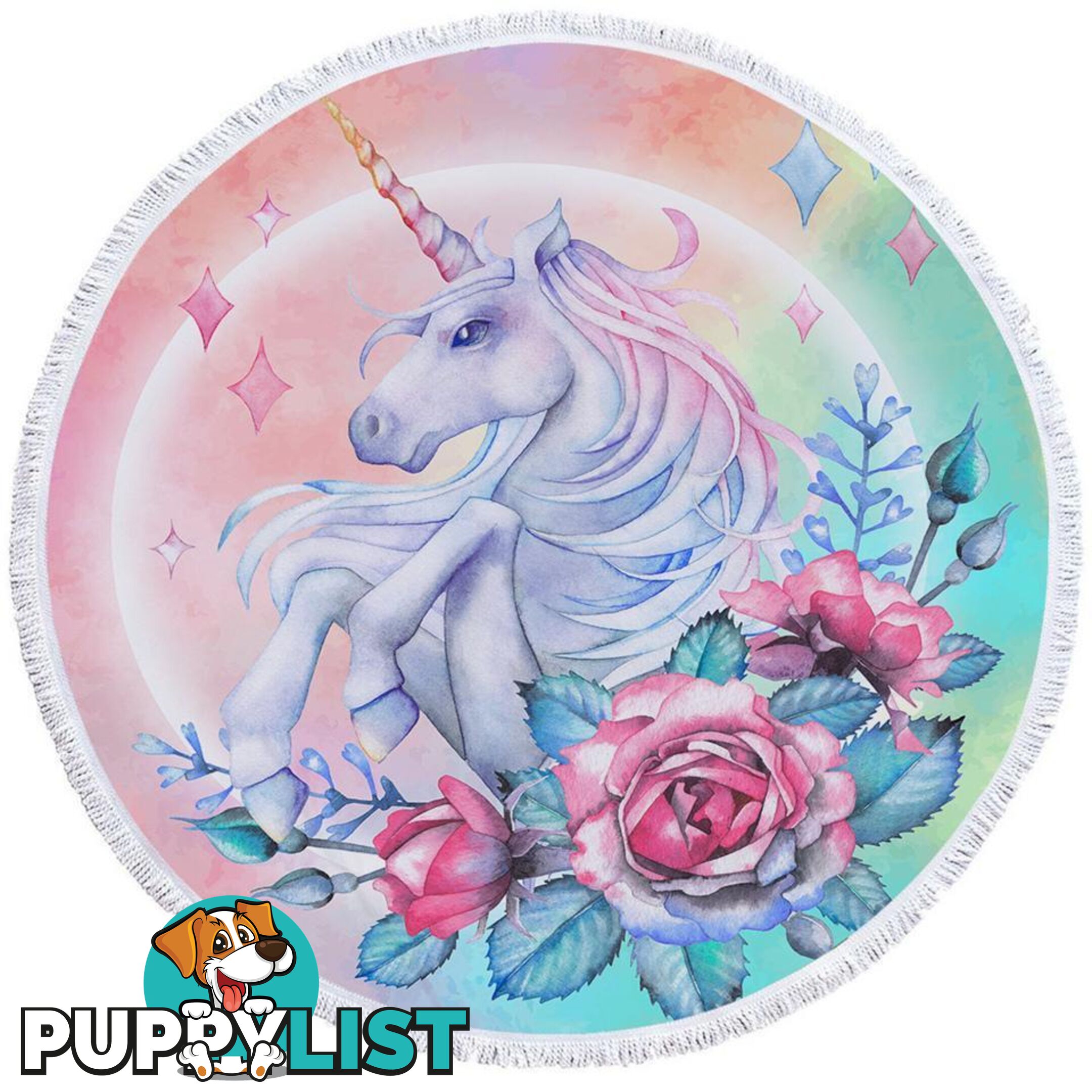 Roses and Unicorn Beach Towel - Towel - 7427046312677