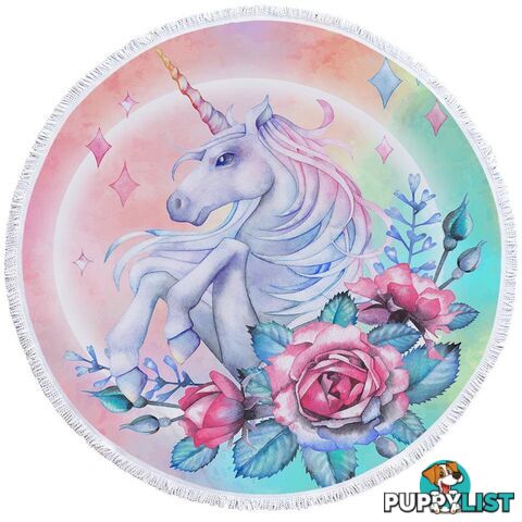 Roses and Unicorn Beach Towel - Towel - 7427046312677