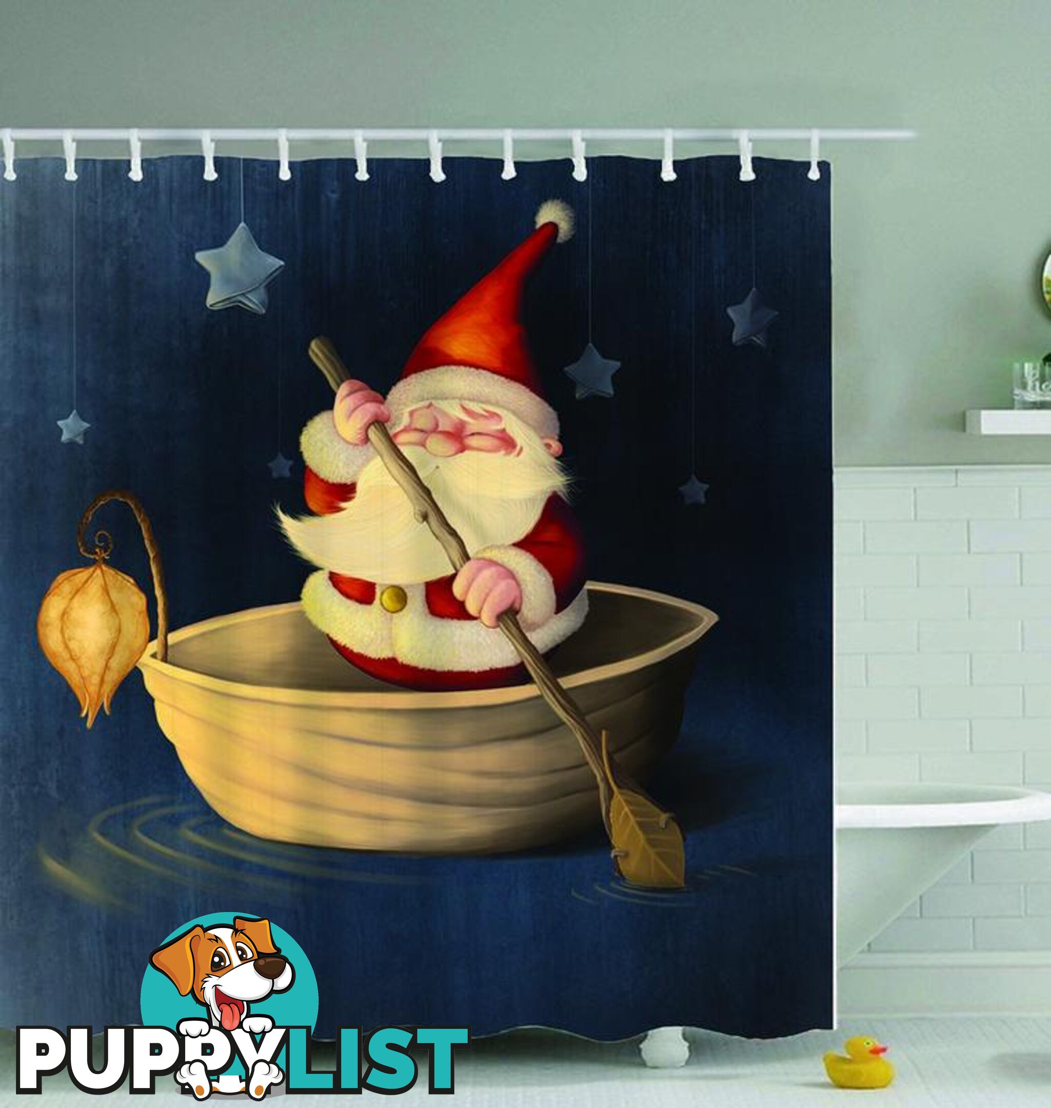 Santa Is Paddling Shower Curtain - Curtain - 7427045966291