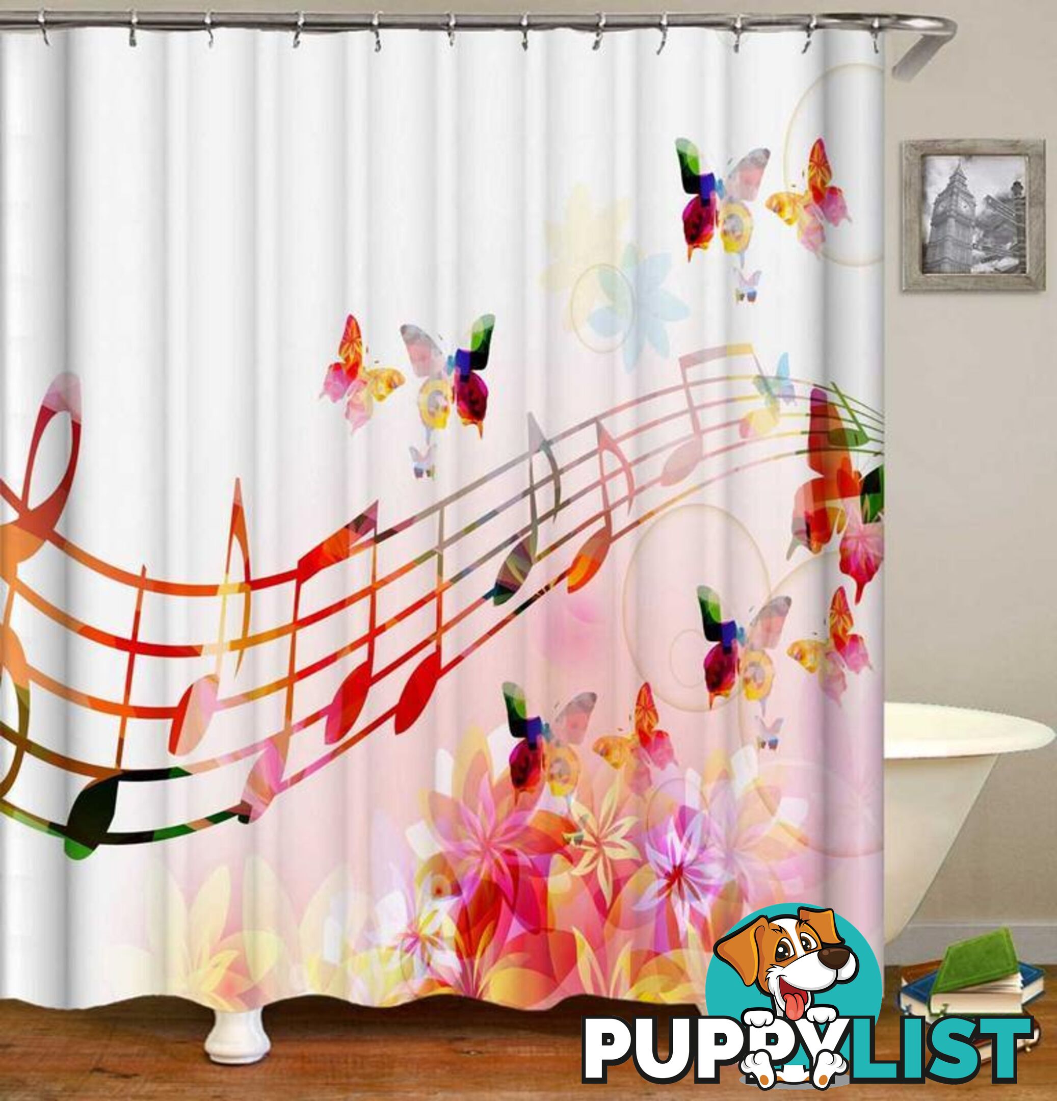 Colorful Musical Notes Shower Curtain - Curtain - 7427046081870