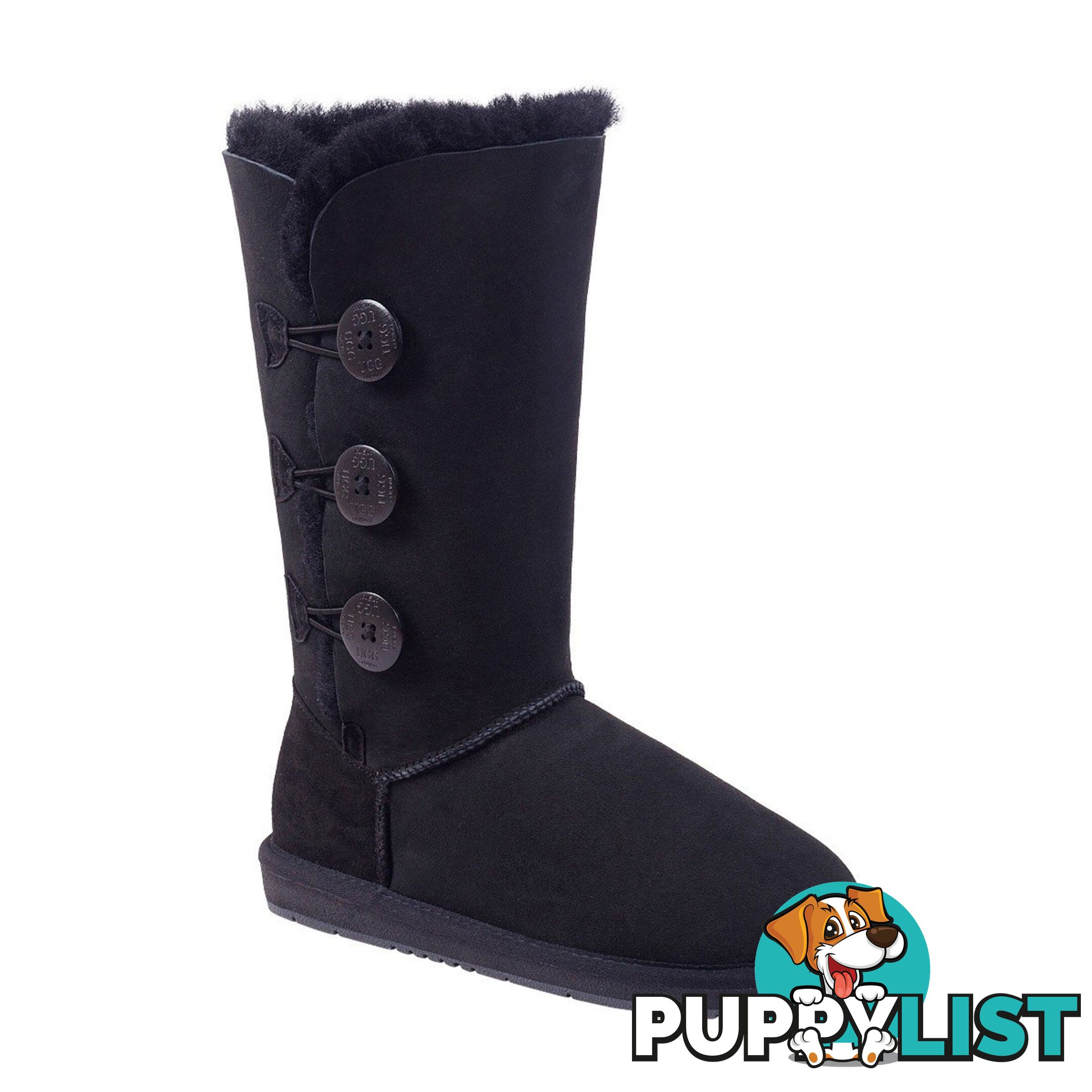 UGGS 3 Button Tall Sheepskin Cassidy 1873 Unisex Black - UGG - 822427508347