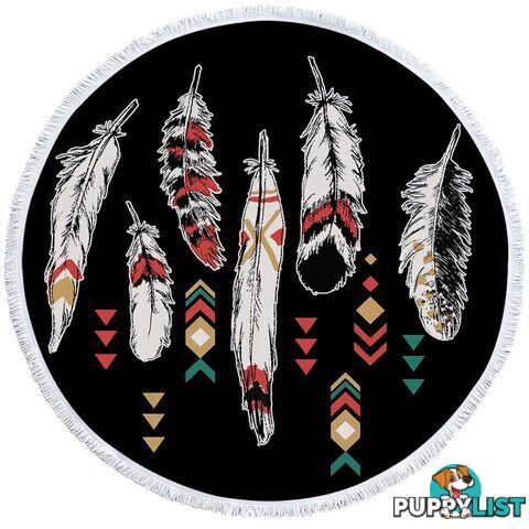 Black Background Feathers Beach Towel - Towel - 7427046309899