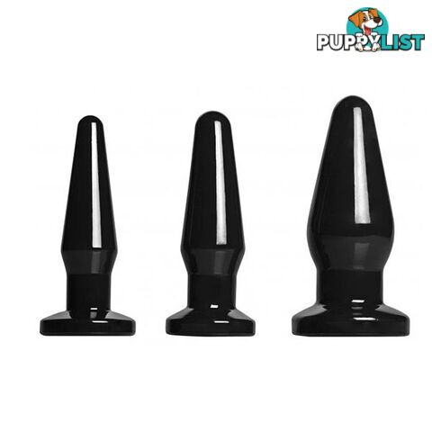 Level Up 3 Piece Anal Plug Set Black - Frisky - 848518018441