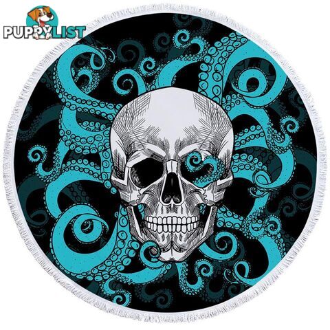 Skulls and Turquoise Octopus Beach Towel - Towel - 7427046322041