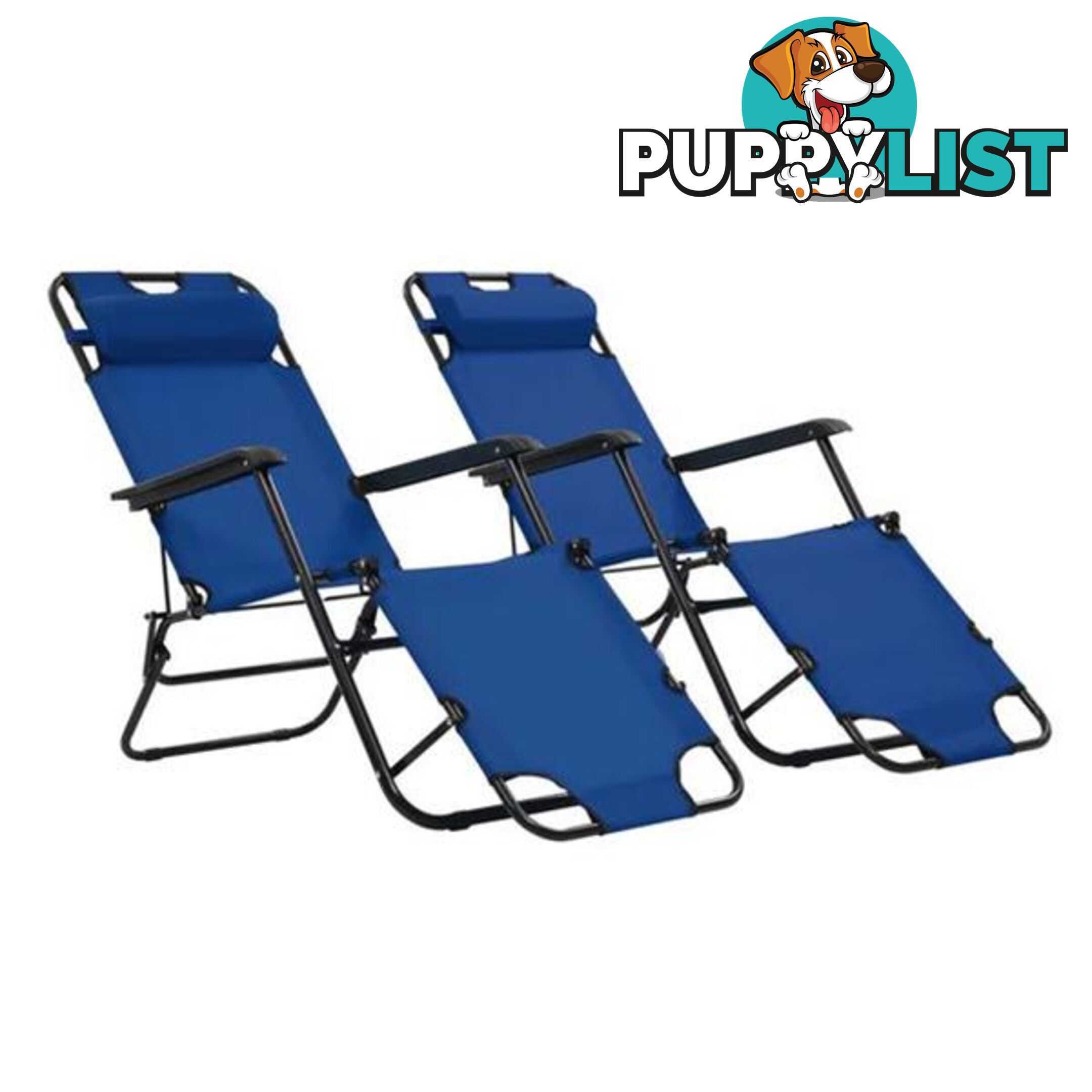 Folding Sun Loungers 2 Pcs With Footrests Steel - Unbranded - 8718475621430