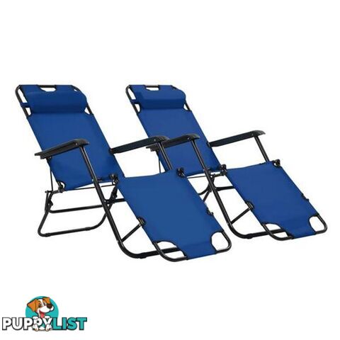 Folding Sun Loungers 2 Pcs With Footrests Steel - Unbranded - 8718475621430