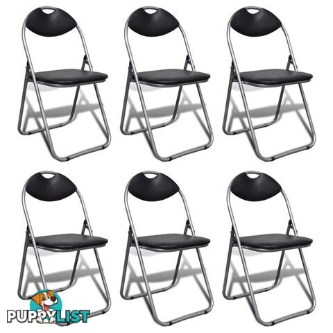 Dining Chairs Foldable With Steel Frame (6 Pcs) - Black - Unbranded - 7427046379045