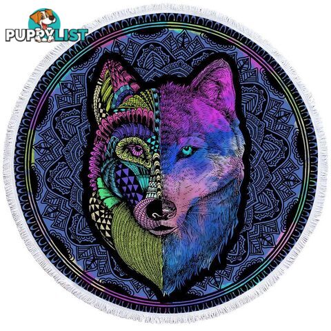 Artistic Purplish Wolf Beach Towel - Towel - 7427046324106