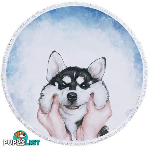 Funny and Cute Husky Beach Towel - Towel - 7427046328494