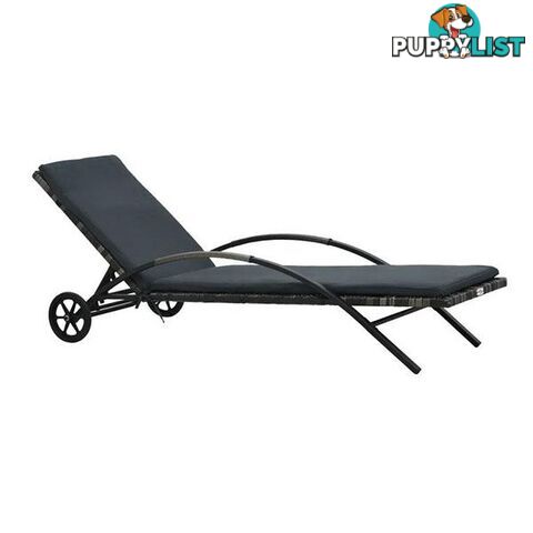 Sun Lounger With Cushion And Wheels Poly Rattan Anthracite - Unbranded - 8719883746050