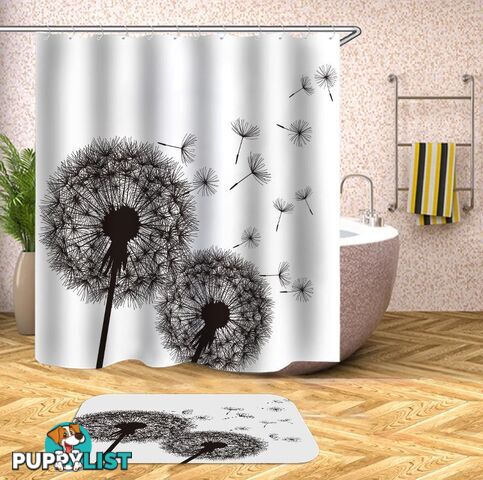 Groundsel Black And White Shower Curtain - Curtain - 7427045933187