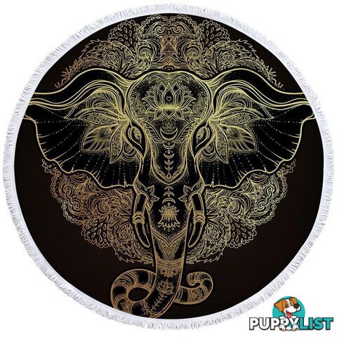 Golden Indian Elephant Beach Towel - Towel - 7427046330855