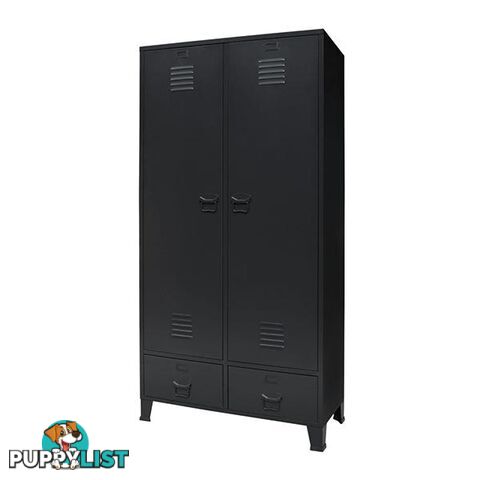 Wardrobe Metal Industrial Style 90X40X180 Cm Black - Wardrobe - 787976575410