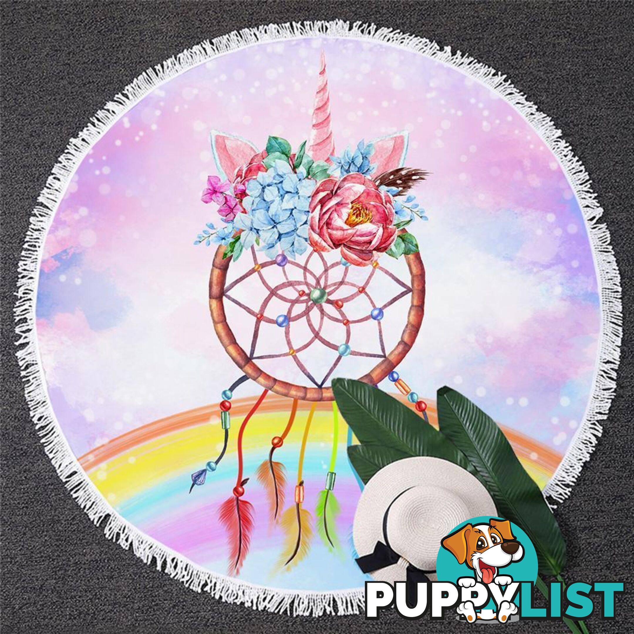 Unicorn Dream Catcher Beach Towel - Towel - 7427046332750