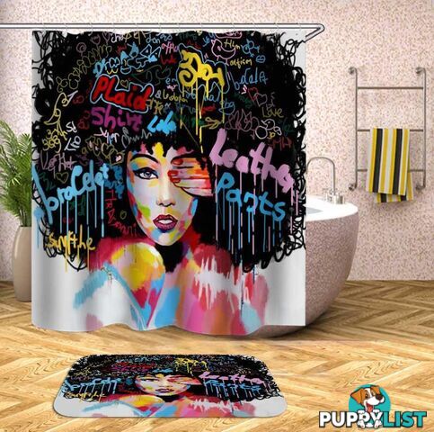 Urban Beautiful Afro Girl Shower Curtain - Curtain - 7427046143899