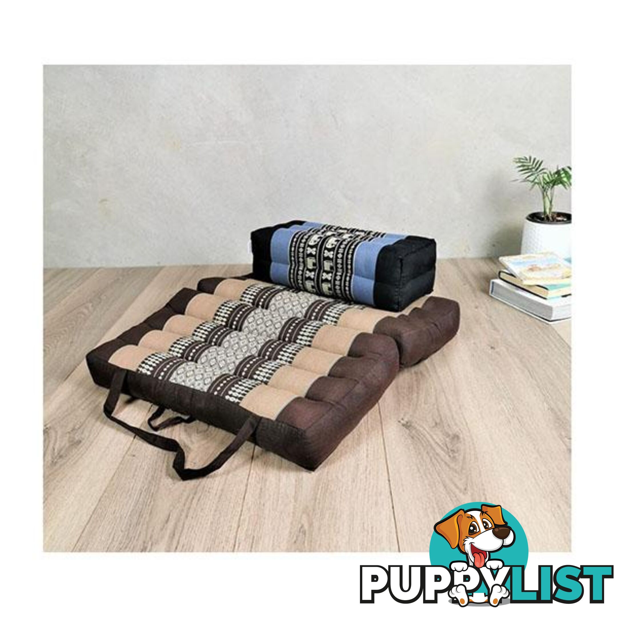 Foldable Meditation Cushion Brown And Seating Block Set Brwblueele - Mango Trees - 9476062141271