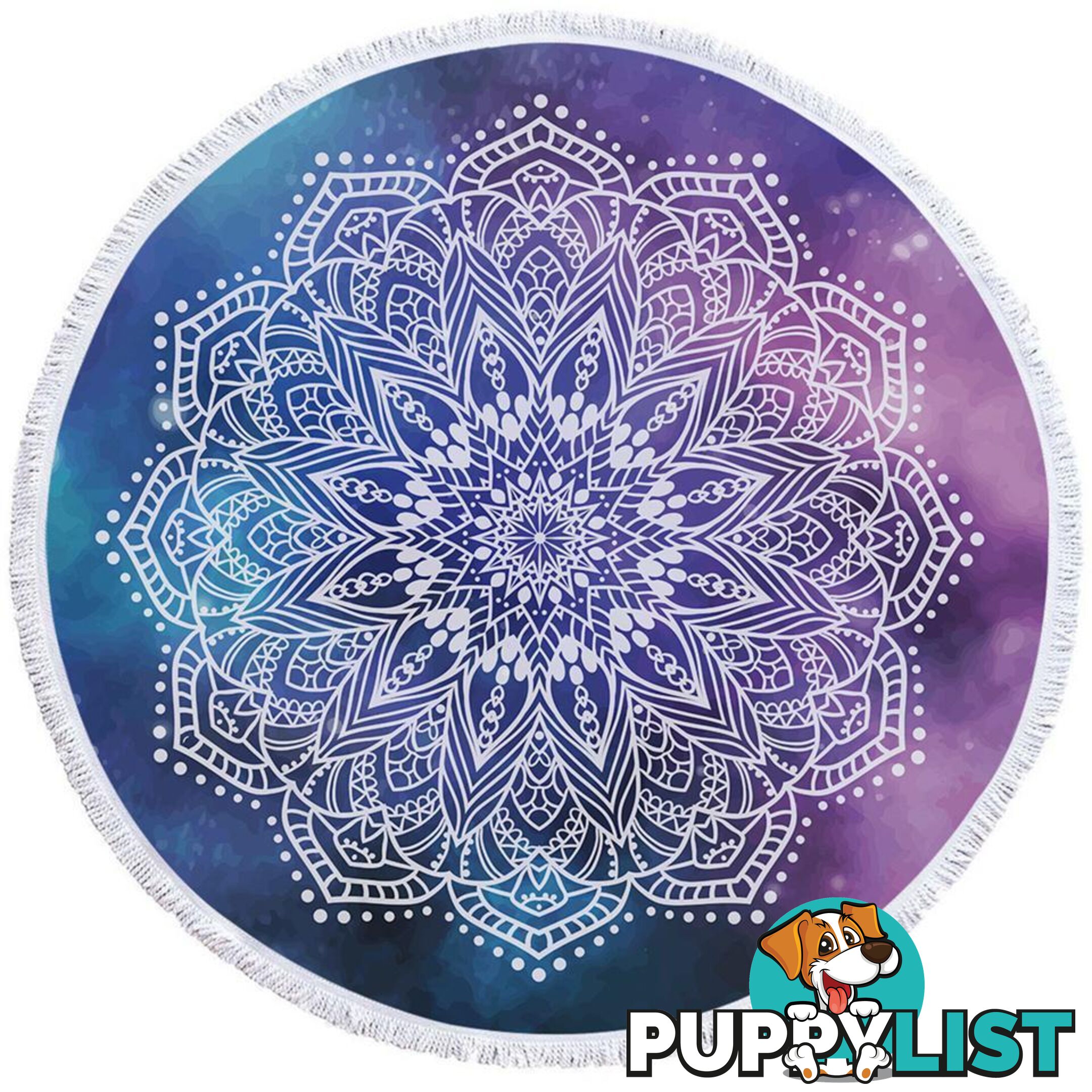 White Mandala Over Space Beach Towel - Towel - 7427046306966