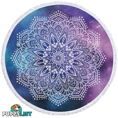 White Mandala Over Space Beach Towel - Towel - 7427046306966