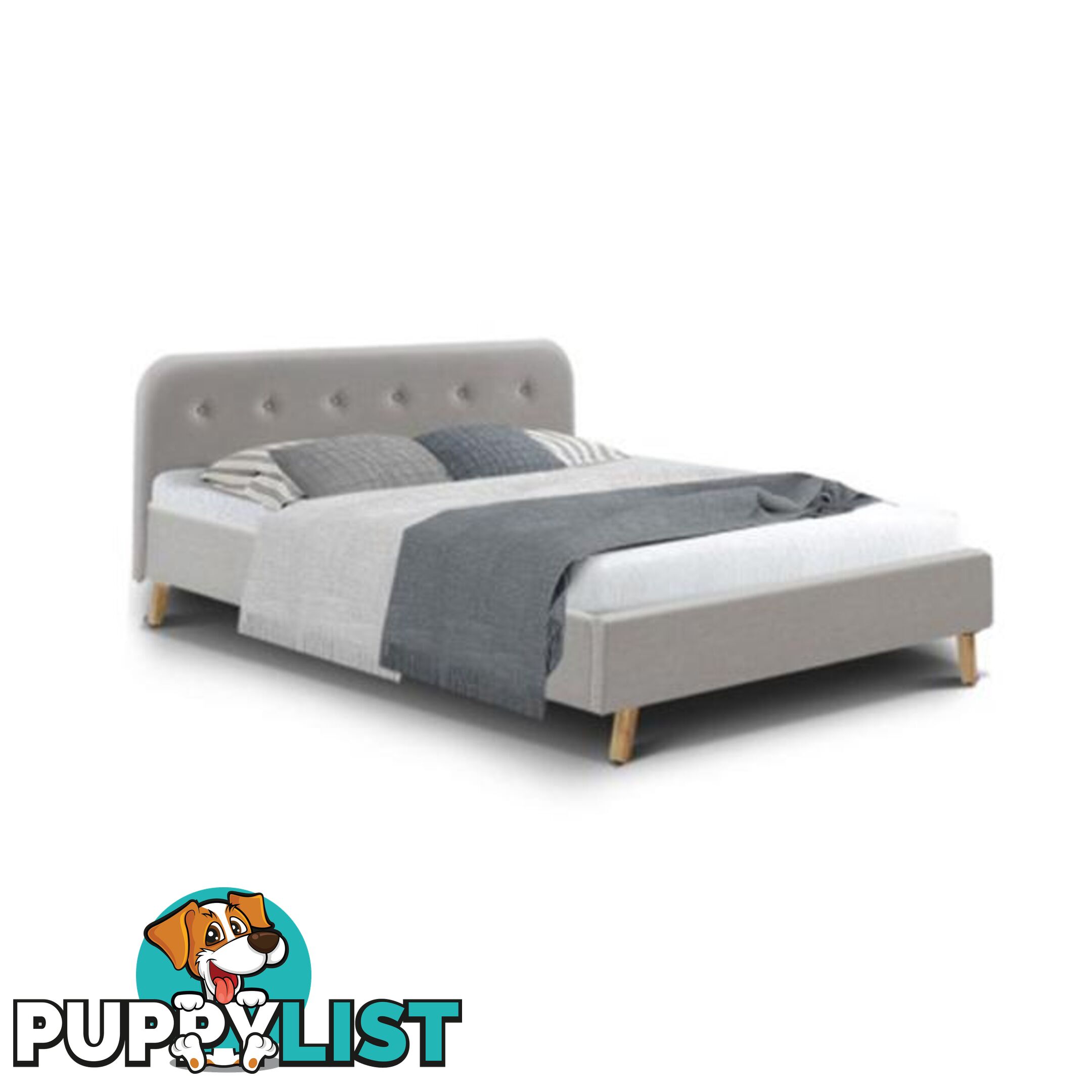 Artiss Queen Size Bed Frame Base Mattress Fabric Wooden Beige Pola - Artiss - 7427046174022