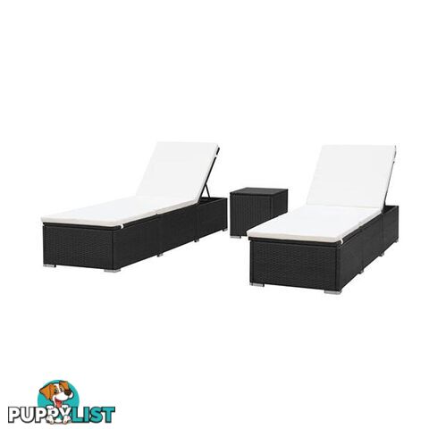 Sun Loungers 2 Pcs Poly Rattan Black - Sunlounger - 7427005879265