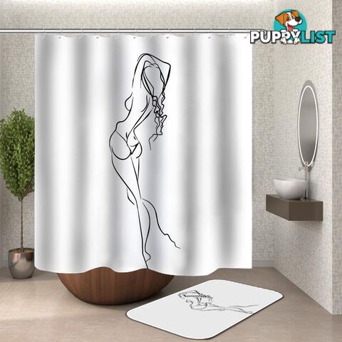 Line Drawing Sexy Woman Shower Curtain - Curtain - 7427046103213