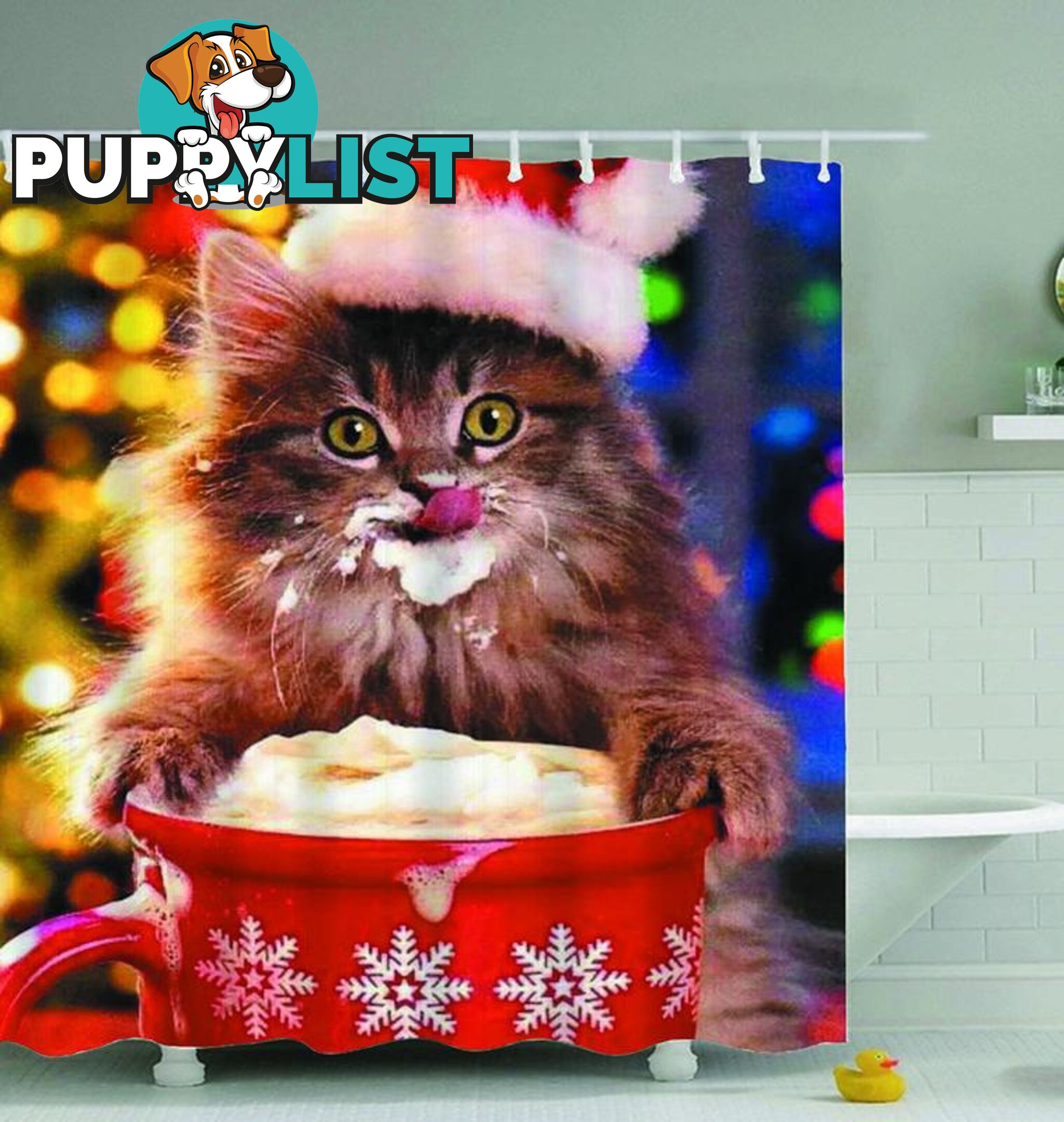 Cat Licking whipped Cream Shower Curtain - Curtain - 7427045995529