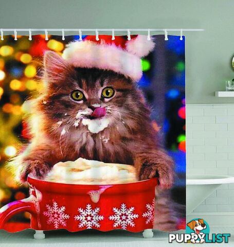 Cat Licking whipped Cream Shower Curtain - Curtain - 7427045995529