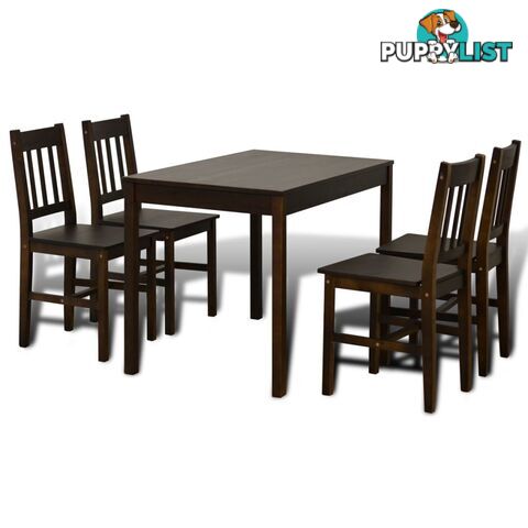 Wooden Dining Table with 4 Chairs - Brown - Unbranded - 4326500431844