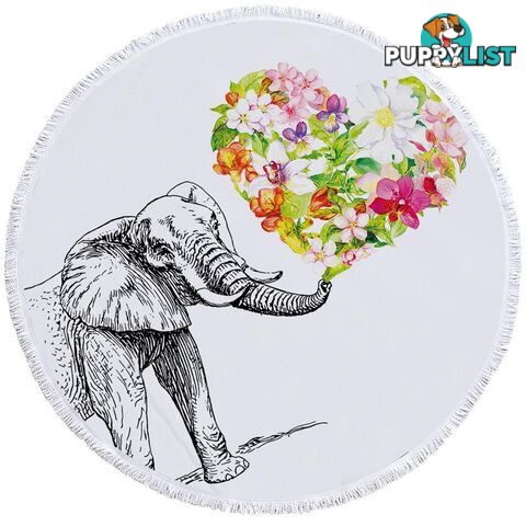 Heart of Flowers and Elephant Beach Towel - Towel - 7427046328746