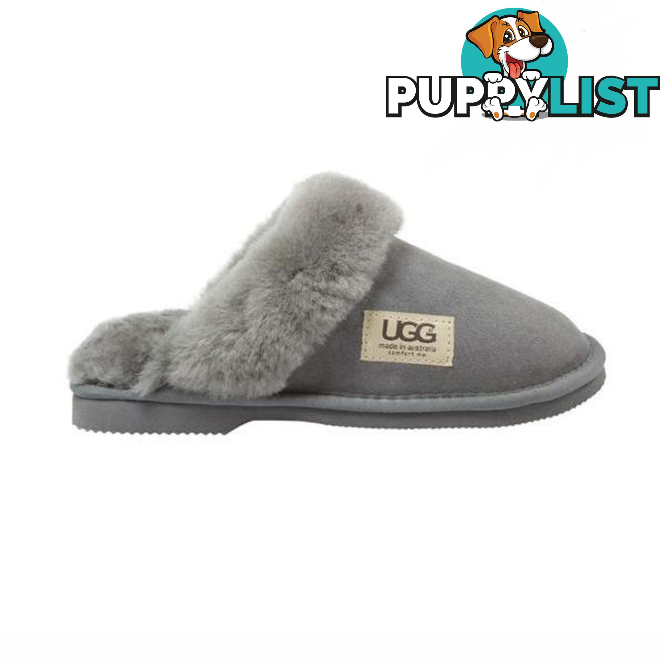 UGG Merino Sheepskin Fur Trim Scuff Memory Foam Grey - UGG - 822427524026