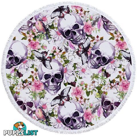 Floral Skulls Beach Towel - Towel - 7427046308458