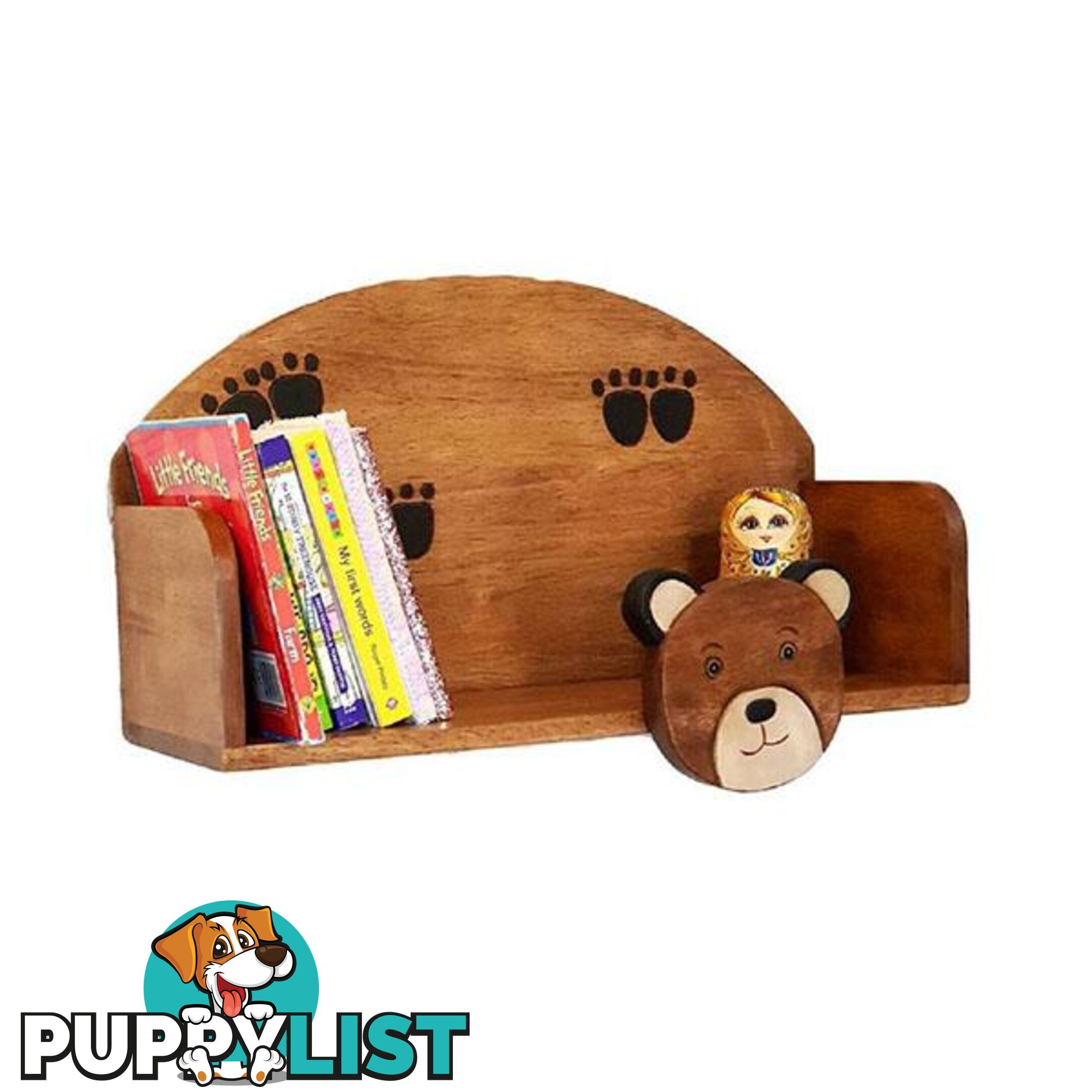 Wooden Wall Mounted Book Shelf Bear - Mango Trees - 9476062140601