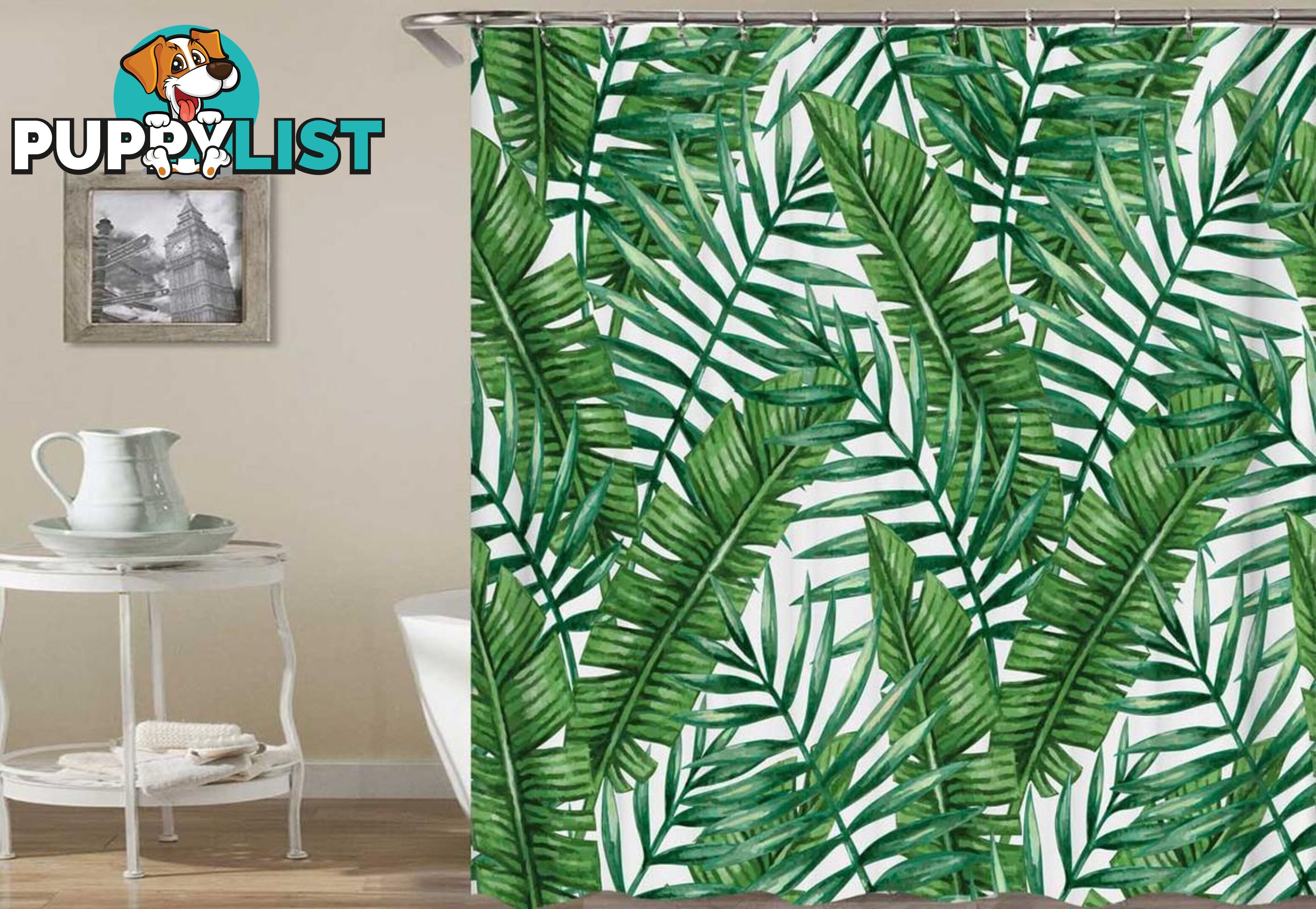 Green Tropical Leaf Shower Curtain - Curtain - 7427046097406