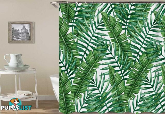 Green Tropical Leaf Shower Curtain - Curtain - 7427046097406