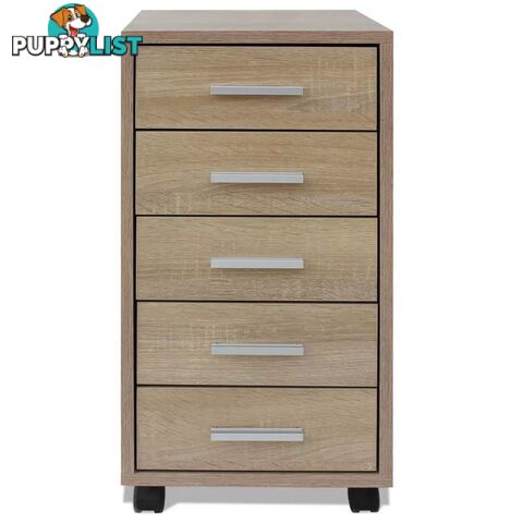 Office Drawer Unit With Castors 5 Drawers Oak - Unbranded - 9476062041724