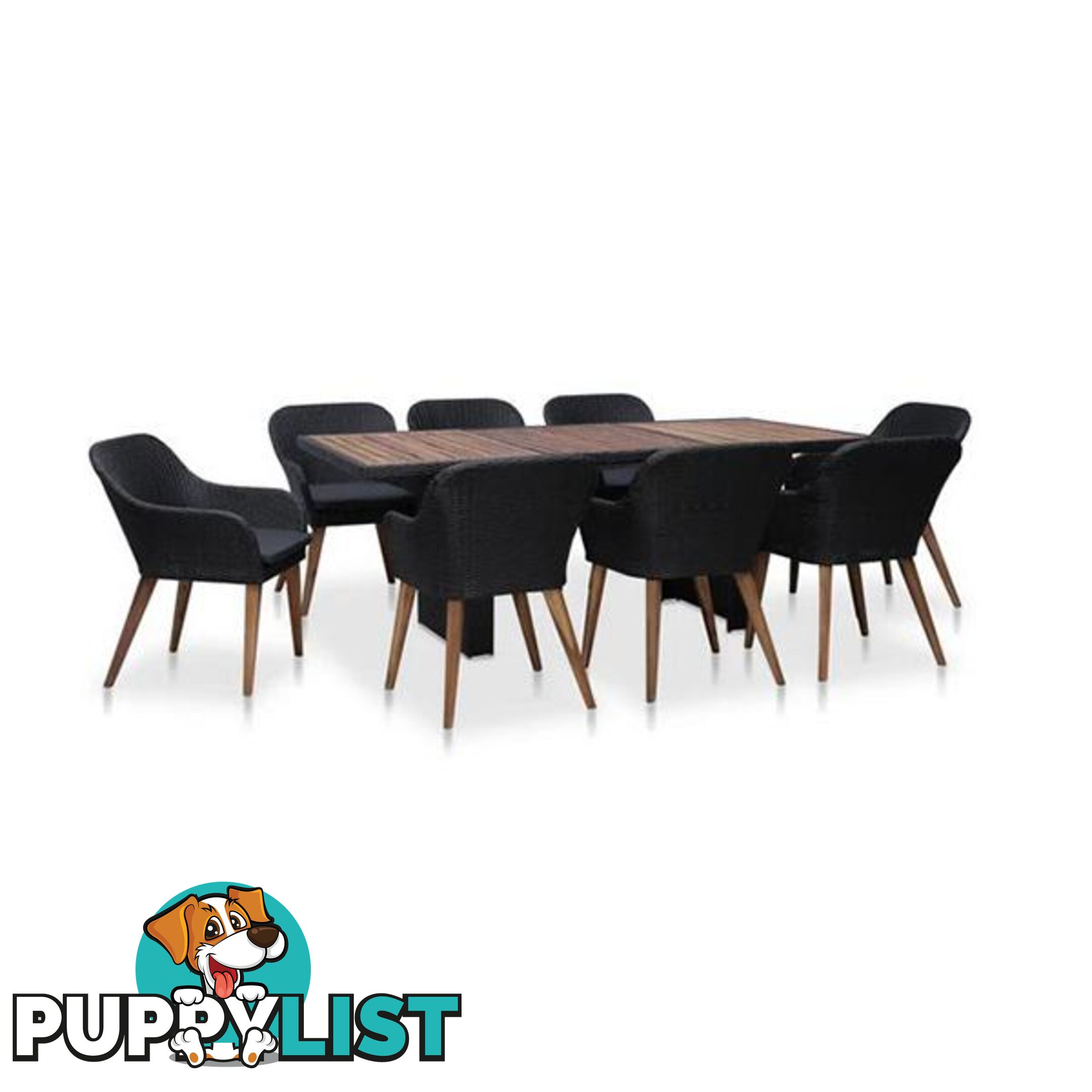 9 Piece Outdoor Dining Set With Cushions Pe Rattan Black And Dark Grey - Unbranded - 8718475607700