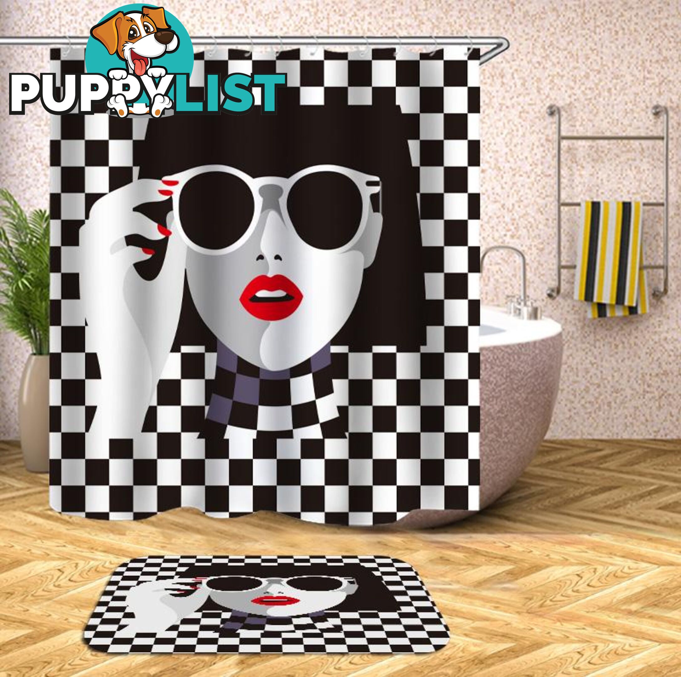 Red Lipstick Chic Lady Shower Curtain - Curtain - 7427045932630