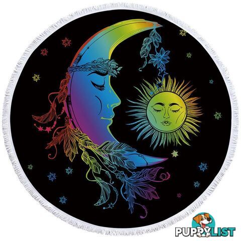 Colorful Sleeping Moon and Sun Beach Towel - Towel - 7427046318914