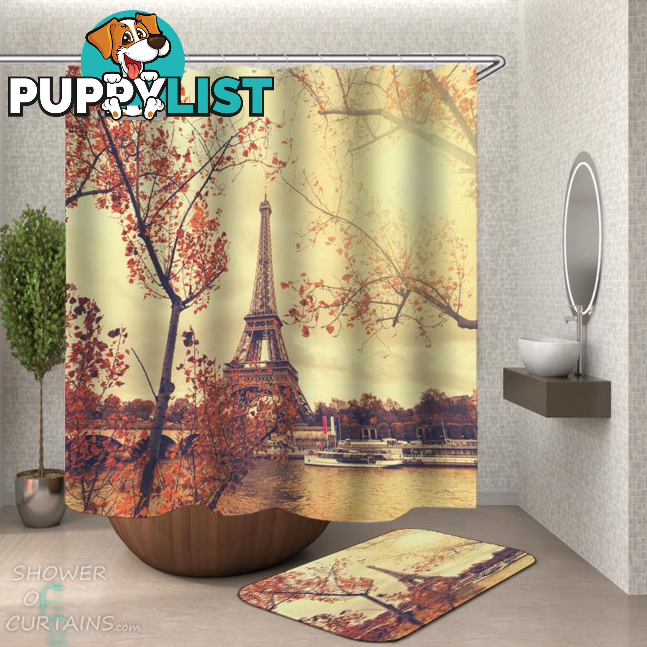 Romantic View of the Eiffel Tower Shower Curtain - Curtain - 7427046292269