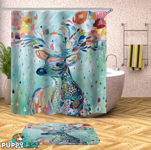 Riot Of Colors Deer Painting Shower Curtain - Curtain - 7427046094870
