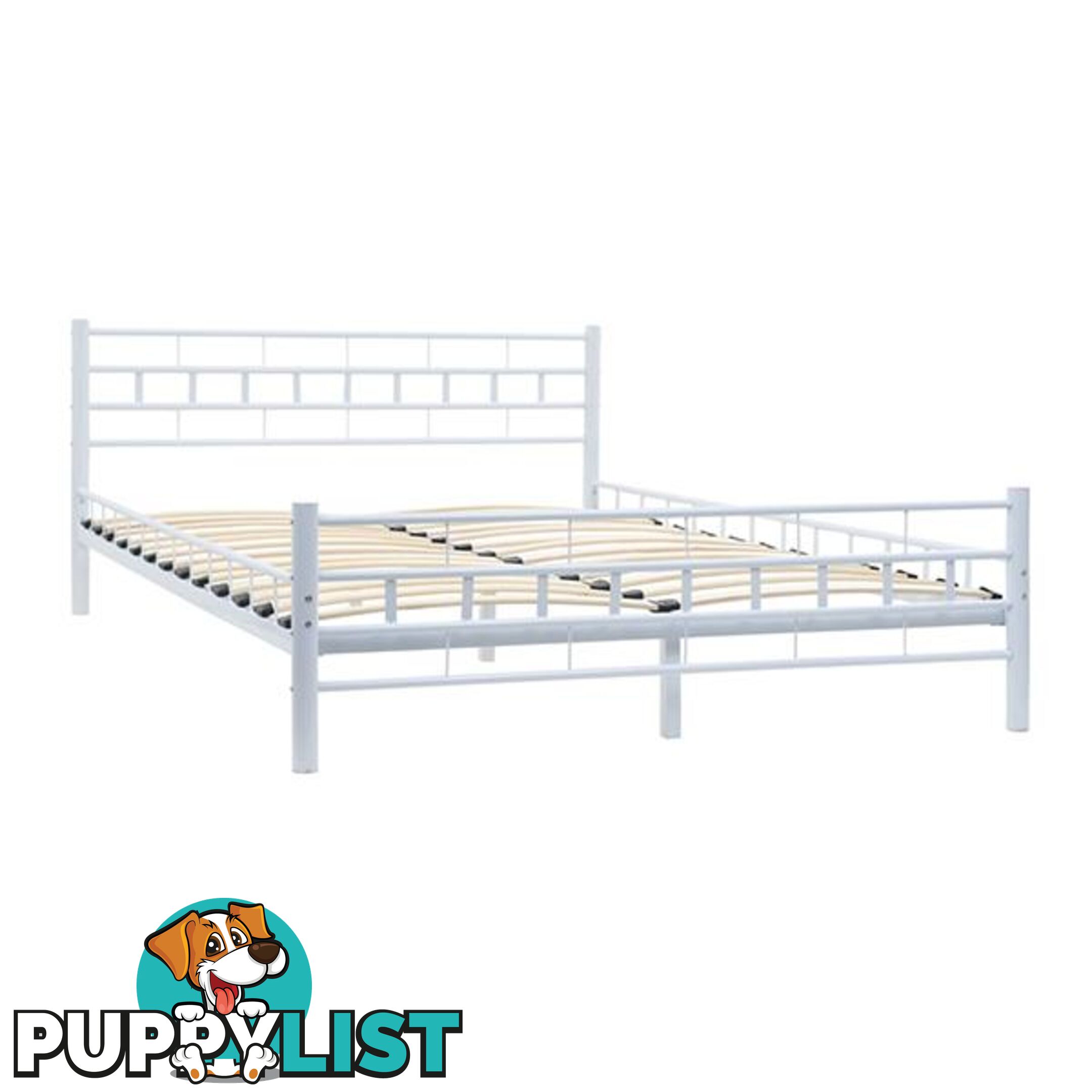 Bed Frame Slatted Base Block Design White - Unbranded - 7427046167062