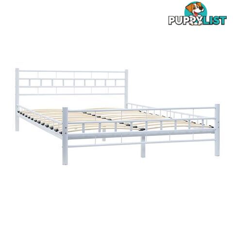 Bed Frame Slatted Base Block Design White - Unbranded - 7427046167062