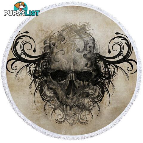 Scary Skull Drawing Beach Towel - Towel - 7427046320016