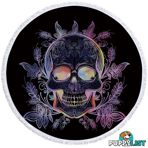 Dark Skull and Leaves Beach Towel - Towel - 7427046319775