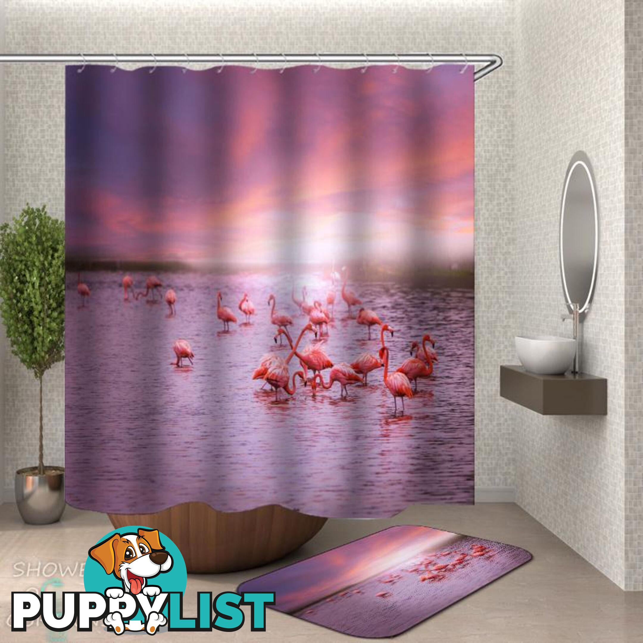 Flamingos In The Lake Shower Curtain - Curtain - 7427046281928
