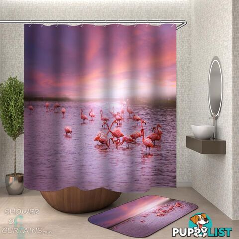 Flamingos In The Lake Shower Curtain - Curtain - 7427046281928